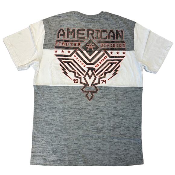 American Fighter Men's T-Shirt Grey White Dip Dye Dugger Panel Tee in X-Large - Picture 2 of 6